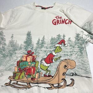 The Grinch Sweatshirt Mens White Christmas Graphic Fleece Mad Engine Size XL